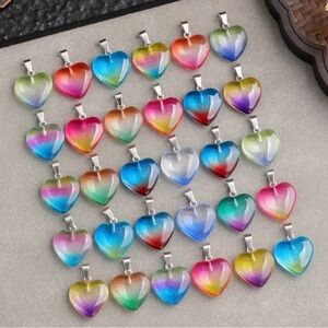 6pcs Multicolor Heart Pendant Necklace